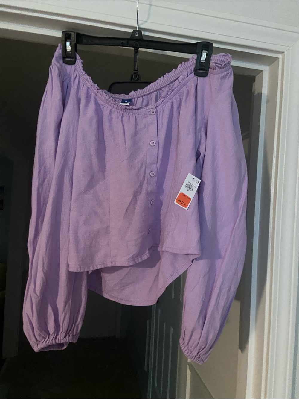 Old Navy Lavender Off-Shoulder Button-Front Blouse